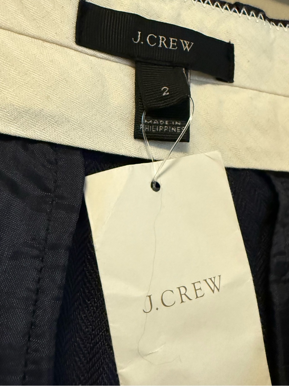 J Crew Bristol Slim 100% linen trouser Straight leg Pants Size 2 NAVY $128 NWOT - Picture 9 of 15